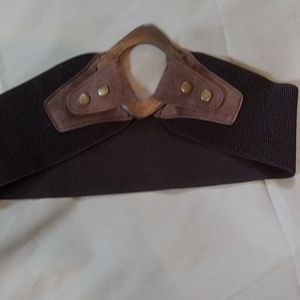 Suede wood and elastic belt